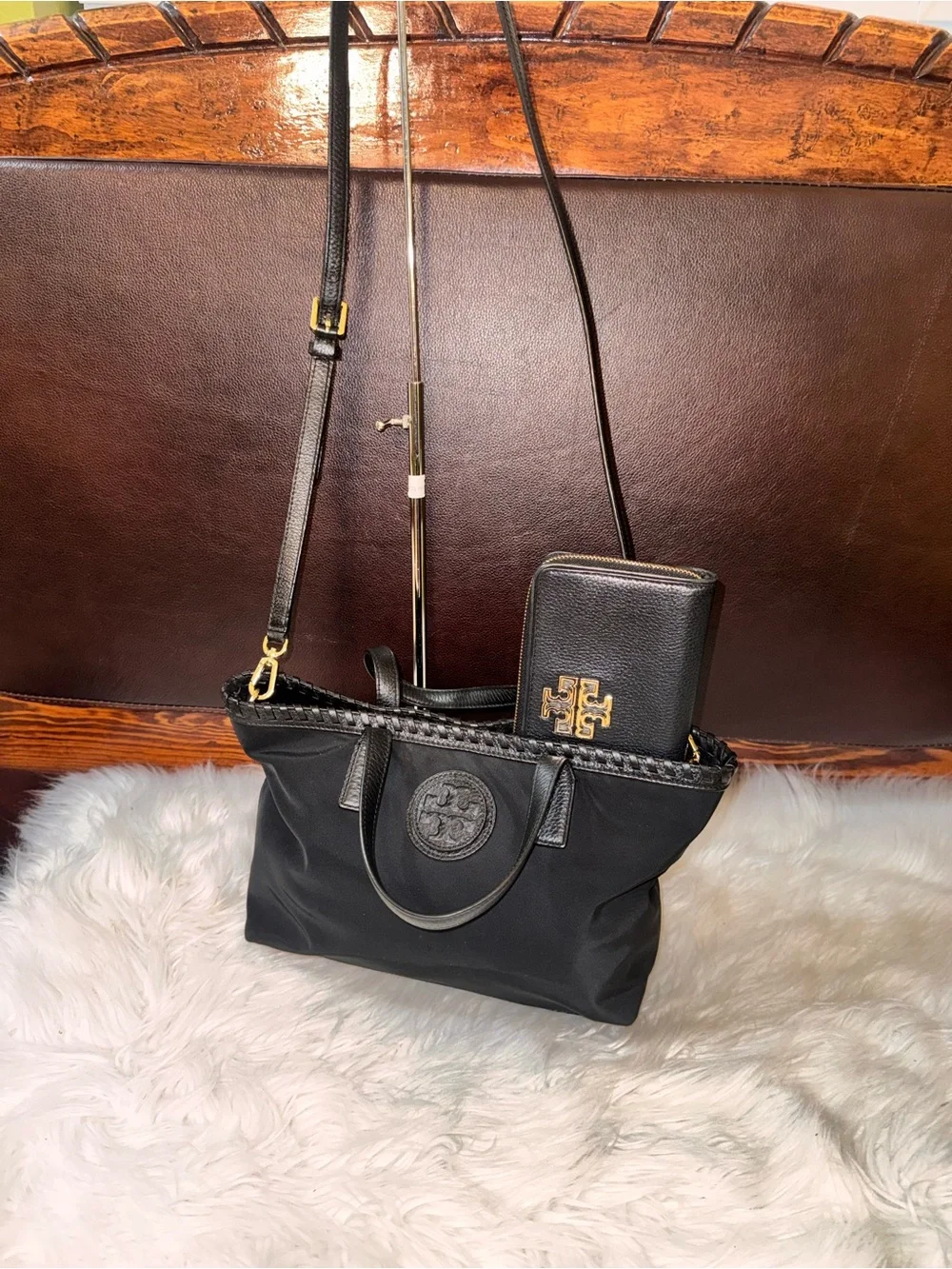 Tory Burch Black Nylon Mini Tote with Crossbody Wallet Set